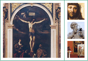 Immagini:  tela del Guercino - La Crocifissione -  il Redentore del Mantegna - Statua di Lazzaro Spallanzani - Galleria Parmeggiani