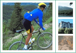 Immagini di ciclista, montagne, laghi